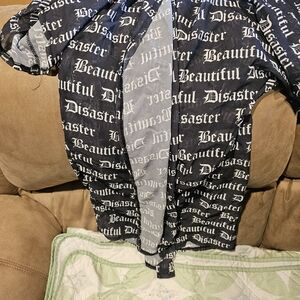 Beautiful Disaster Black Graphic Button-Down Shirt
